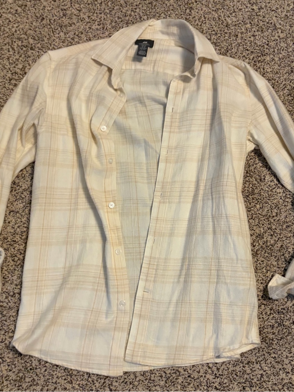 H&M Cream Plaid Button-Down Shirt